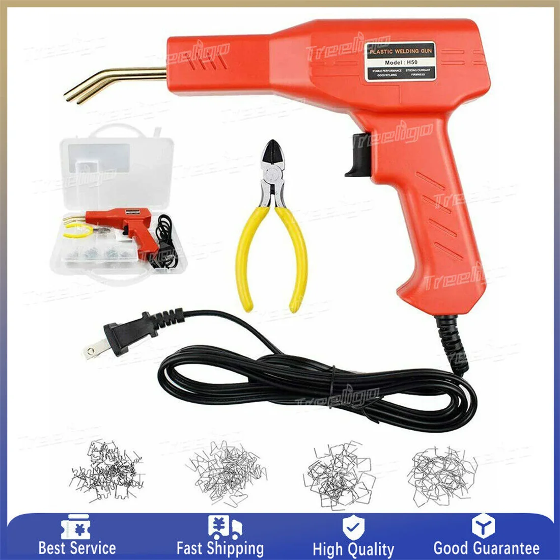 Treeligo Hot stapler plastic welder heat gun Welding Tool Kit For Car Bumper Machine 800 Staples Automobile Maintenance tools