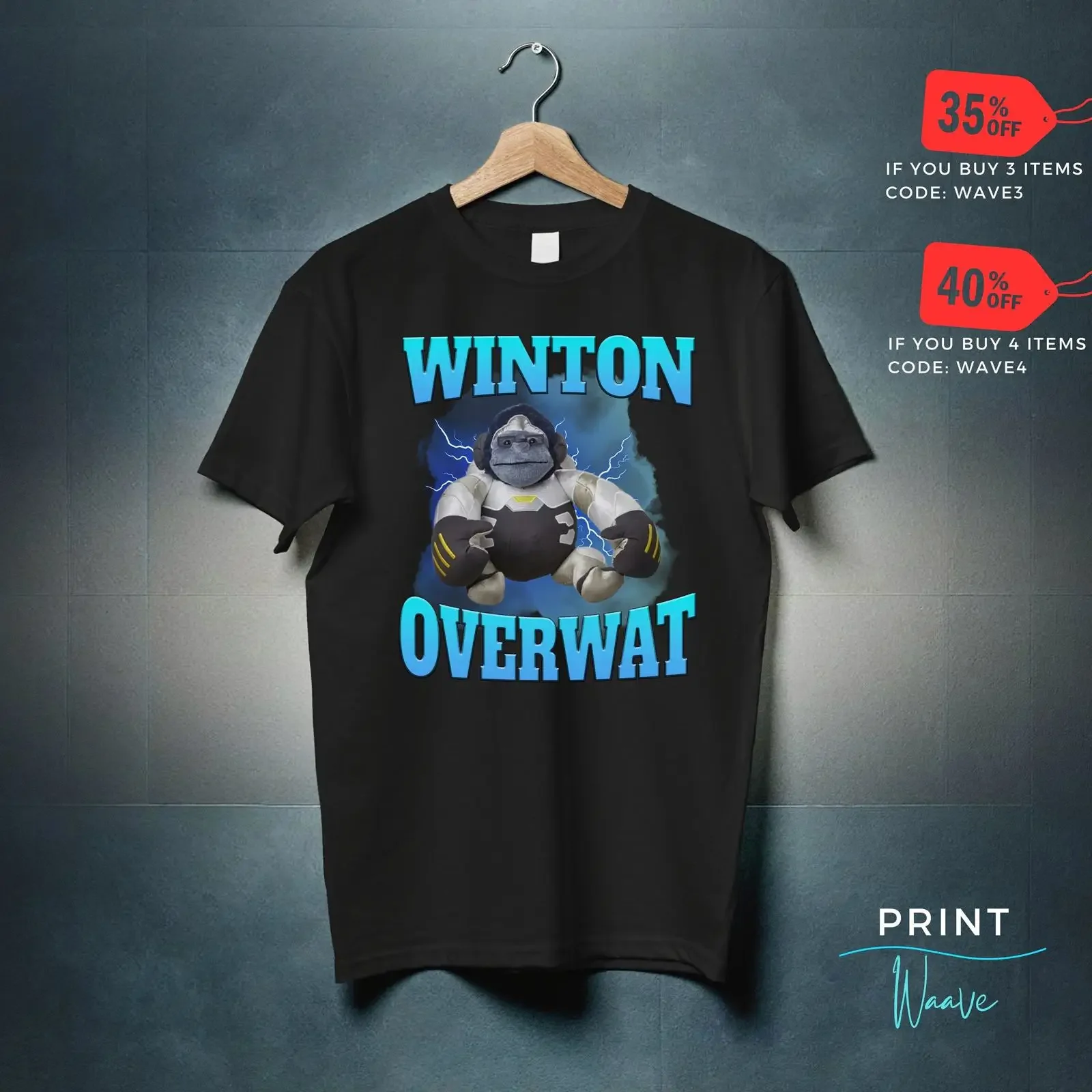 Фото Футболка Winton Overwat Meme Funny Gaming, винтажная, с эффектом потертости, дышащая, универсальная, удобная, повседневная, модная, унисекс, эластичная №1