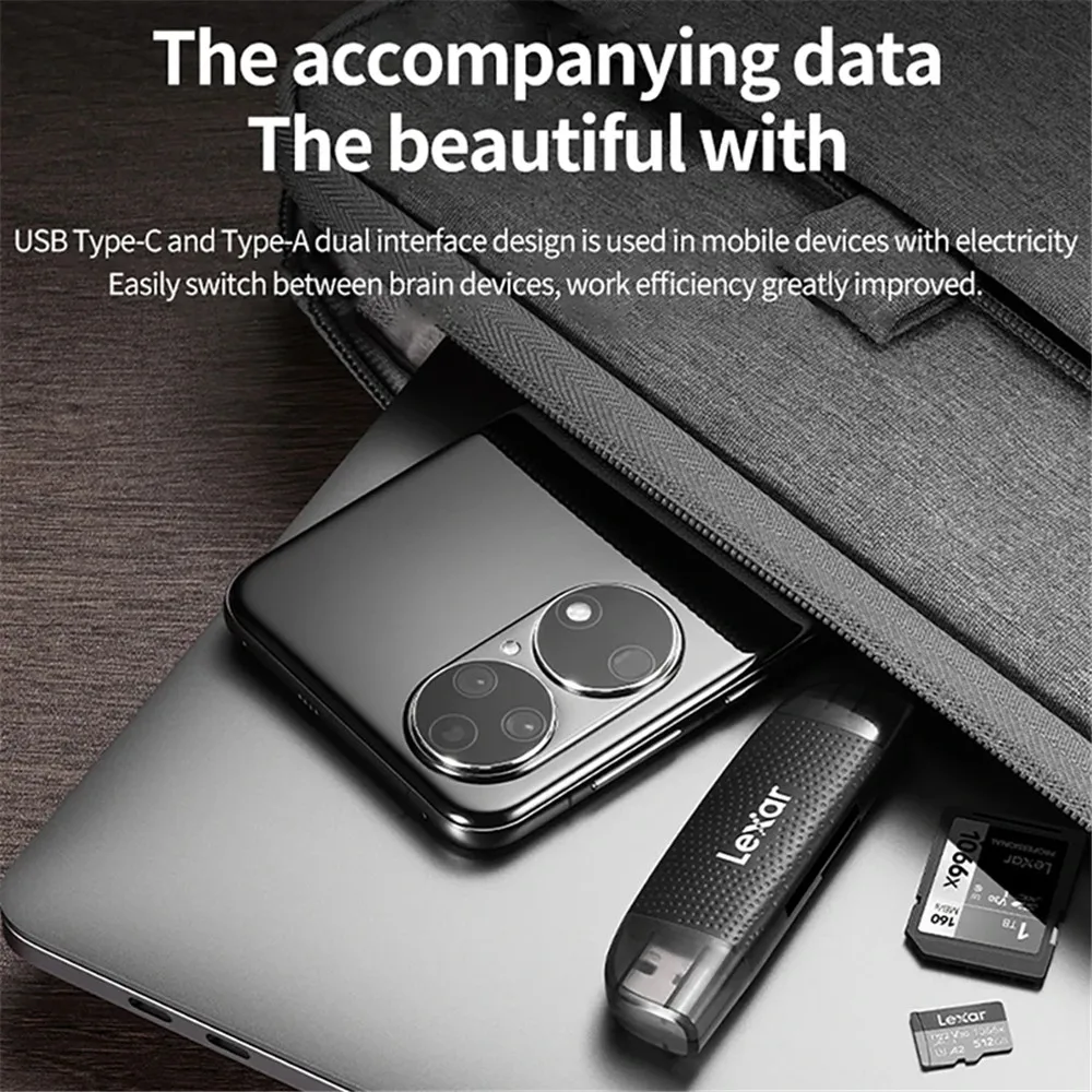 Lexar 310X устройство чтения карт памяти с двойным интерфейсом USB3.2 Type-C для мобильных