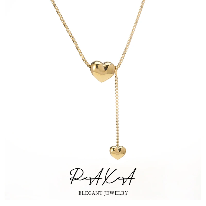 

PAXA Fashion Double Heart Stainless Steel Pendant Necklace for Women Elegant Chain Choker Charm 2023 Party Wedding Jewelry Gifts