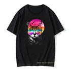 Футболка мужская хлопковая с принтом кошка на лето