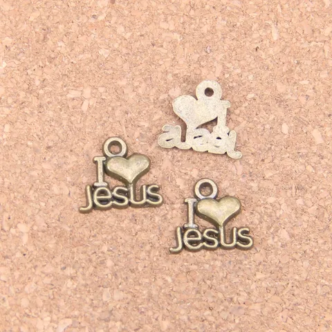Подвески «Я люблю Иисуса» 15 х1, 3 мм, стиль «сделай сам», винтажные бронзовые украшения для браслета, ожерелья, 136 шт.