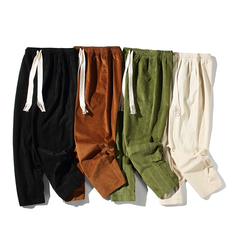 

Large drawstring design corduroy casual pants tide brand straight mopping sweatpantsMen, high pressure can not ball advanced wea
