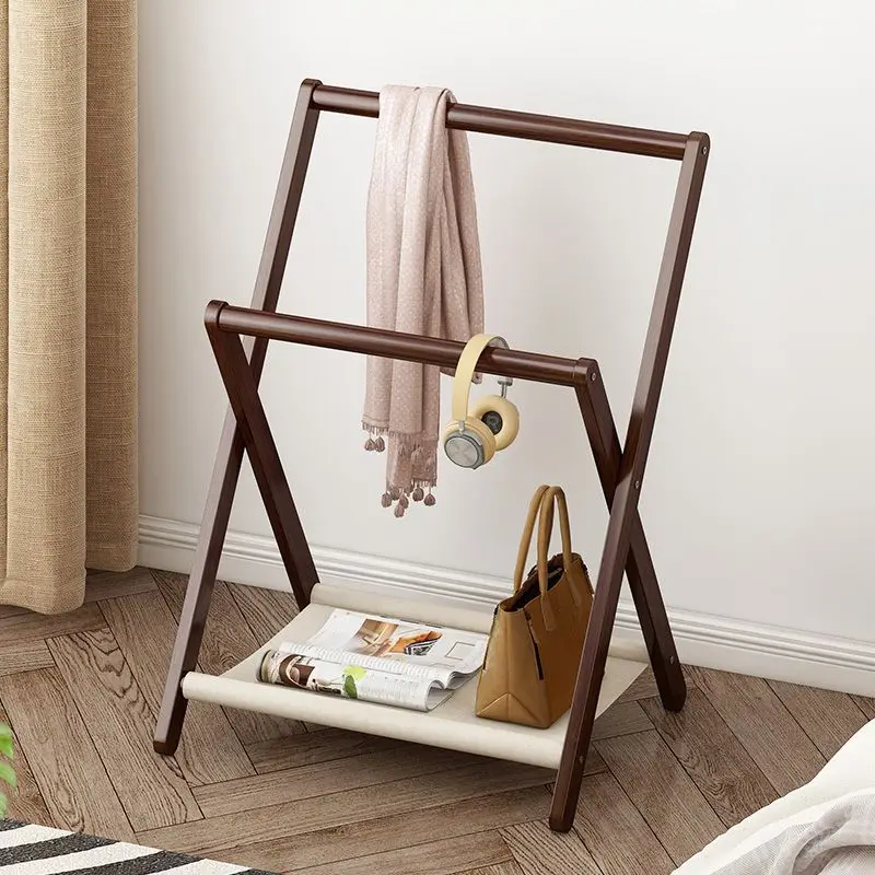 

Simple Folding Coat Rack Floor Clothes Rack Temporary Bedside Storage Clothes Storage European-Style Clothes Rack