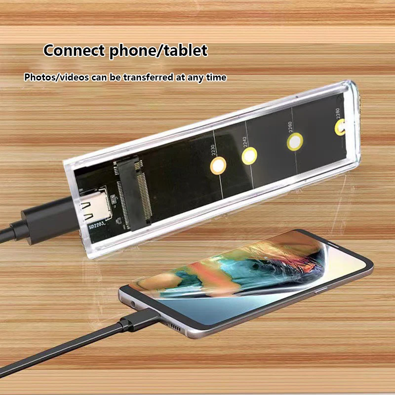 Корпус M.2 NVME поддерживает PCIe/NGFF SATA/двухпротокол SSD USB Type C 10 Гбит/с M2 Прозрачный