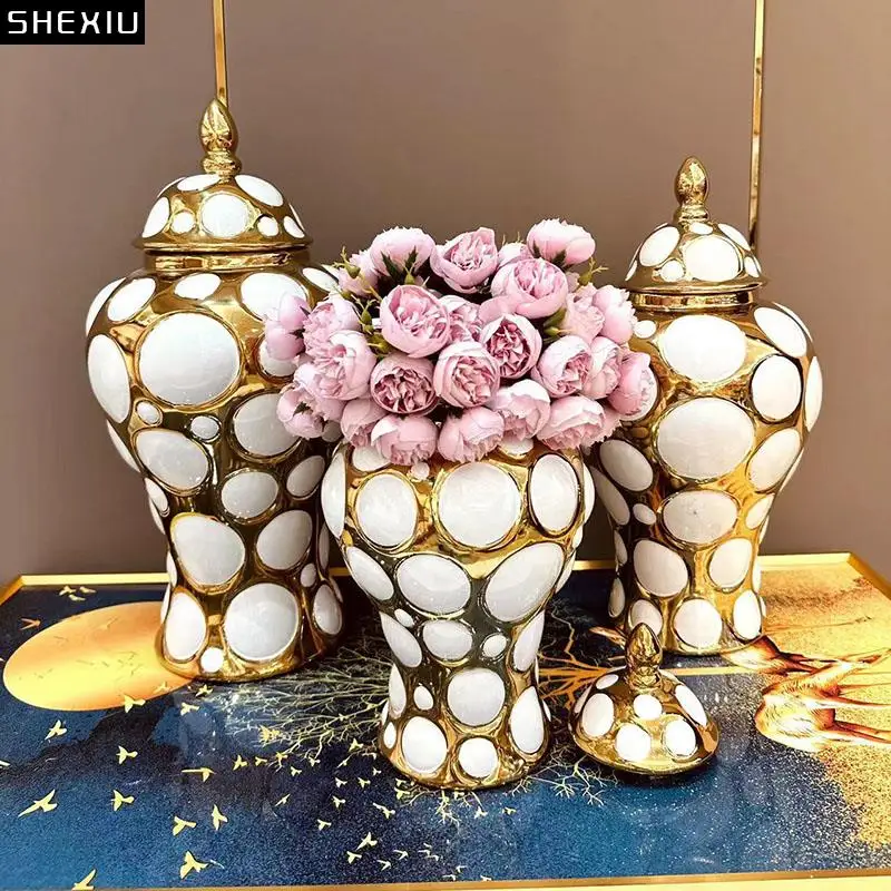 

Золотые керамические банки для хранения с пузырьковой текстурой, Имбирная банка с золотым покрытием, Настольный косметический контейнер для ювелирных изделий