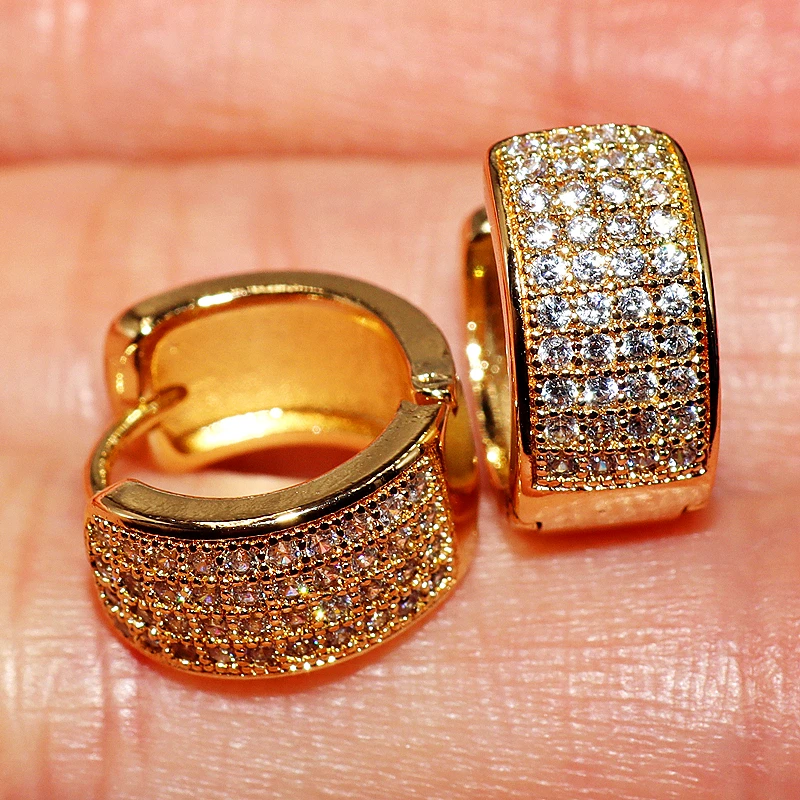 

Gold Silver Color Huggie Hoop Earrings for Women Small Cz Earrings Luxury Wedding Jewelry Valentine's Day Gift Free Shipping