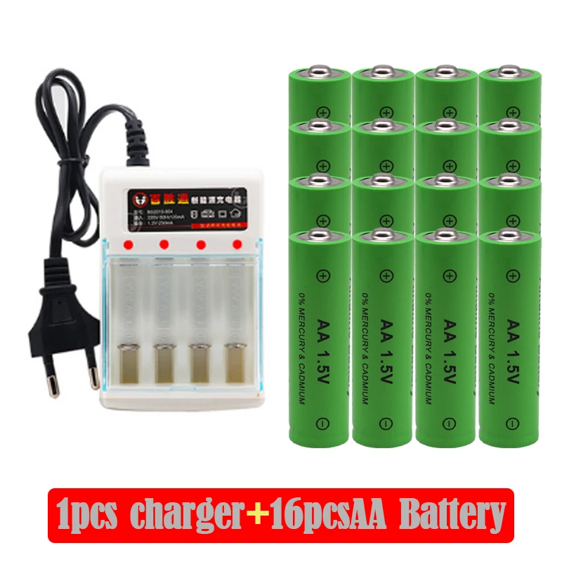 

100% новый бренд AA перезаряжаемая батарея 4000mAh 1,5 v AA Щелочная перезаряжаемая батарея + зарядное устройство AA