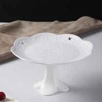 creative white emboss ceramic fruit plates cake plate snack dishes candy dish porcelain tray tableware decoration accessories