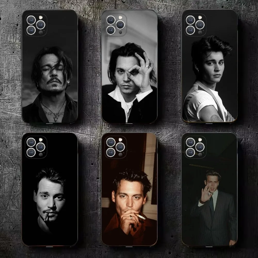 Чехол для iPhone 16 15 14 13 12 11 Plus Pro Max XS X XR SE Mini 8 7 мягкий силиконовый черный чехол J-NY Depp