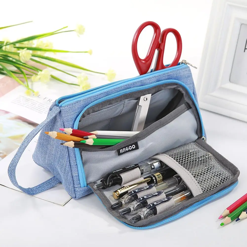 

Simple Cosmetic Storage Bag Candy Color Canvas Large Capacity Student Stationery Pencil Case Large Big Pen Bag Pouch