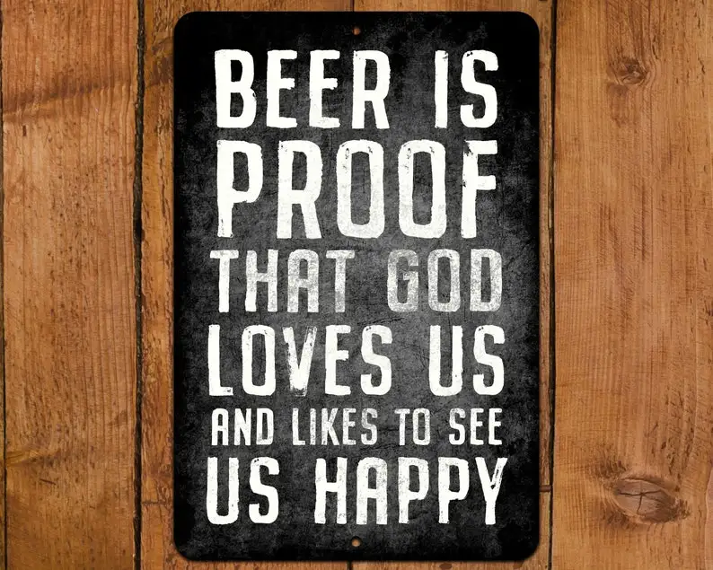 

Custom Wood Appearance Metal Bar SignBeer Is Proof AntiqueStyle Funny Metal Sign