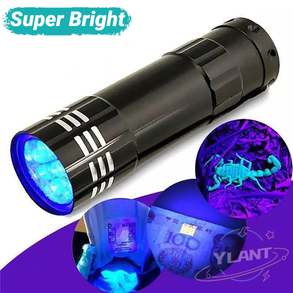 

Mini UV ULTRA VIOLET 9 LED Flashlight Torch 4.5v Light Waterproof Aluminum Lamp Outdoor Portable Tactical Lighting Tool UV Lamp