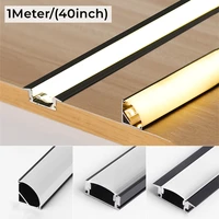 1m40inch vuyw shaped led aluminum profiles recessed black channel diffuser cover wall ceiling corner linear bar strip lights