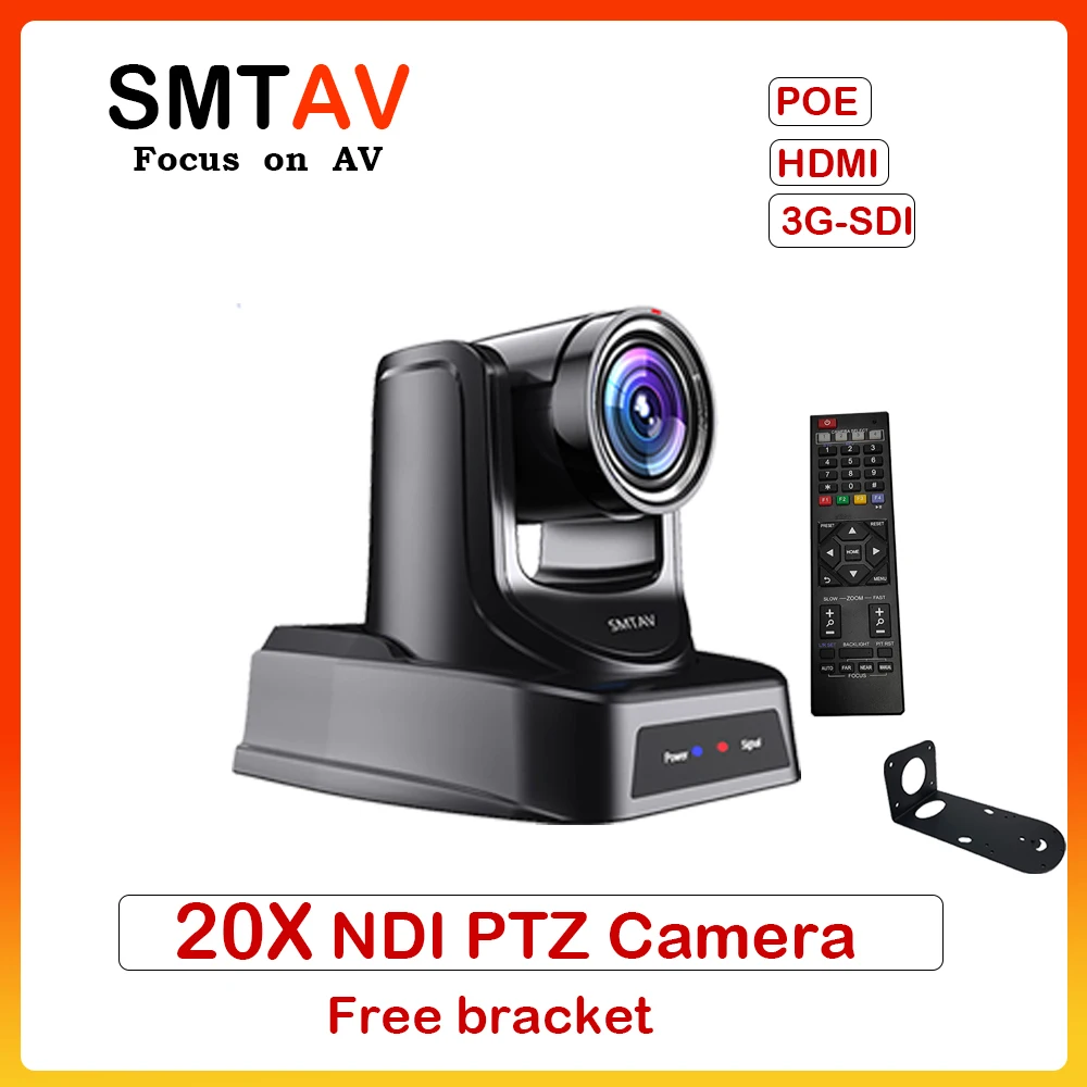 

SMTAV NDI 20X PTZ Camera ,Streaming Camera ,20X Optical 16X Digital Zoom 3G-SDI + HDMI Output Supported Video Conference