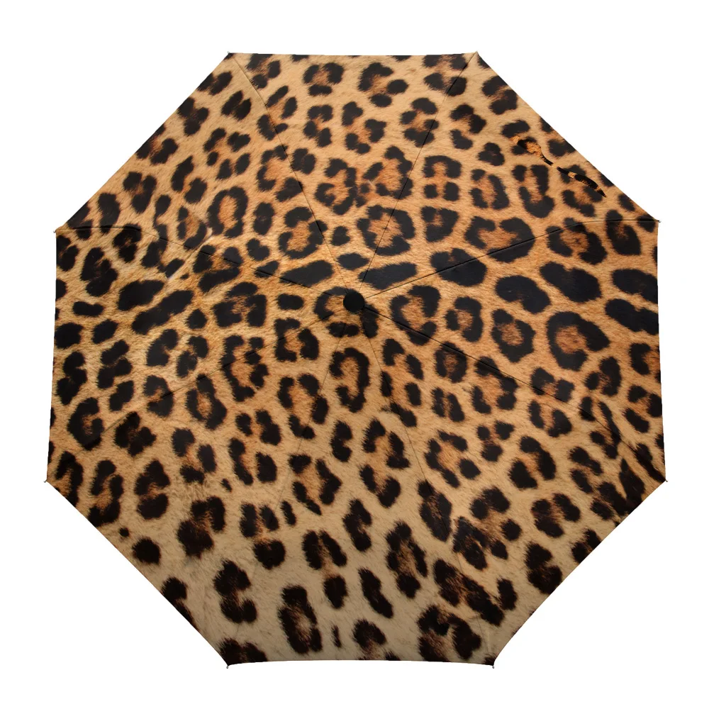 

Leopard Texture Summer Umbrella for Outdoor Fully-automatic Folding Eight Strands Umbrellas for Kids Printed Umbrella