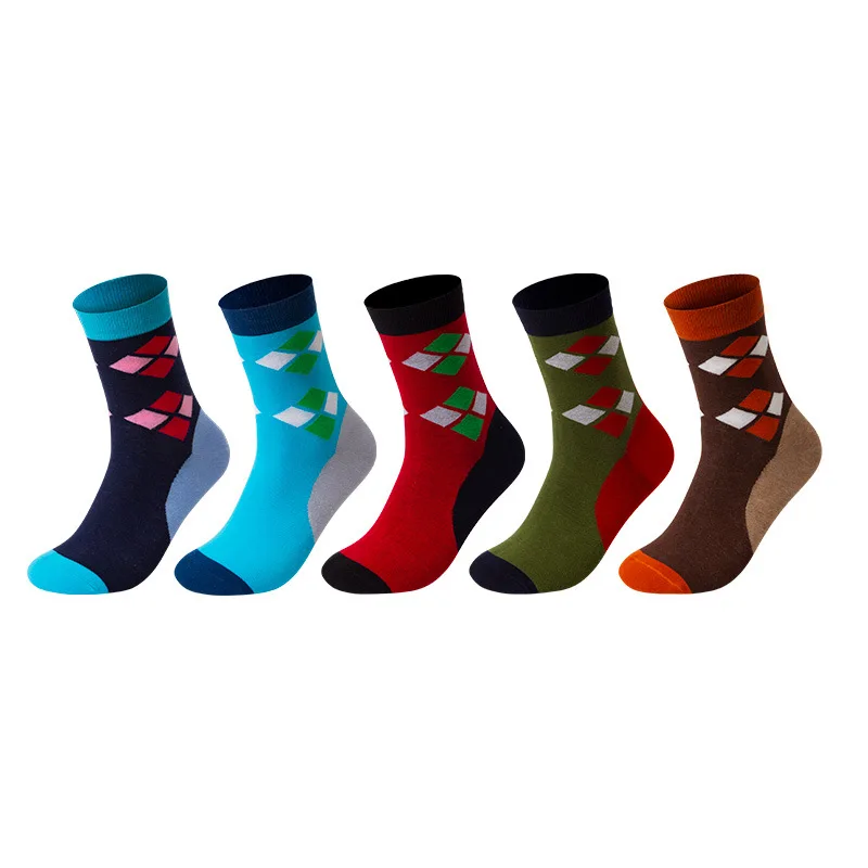 New design pure cotton socks men's business medium tube socks spring and autumn breathable men's high-quality happy color socks