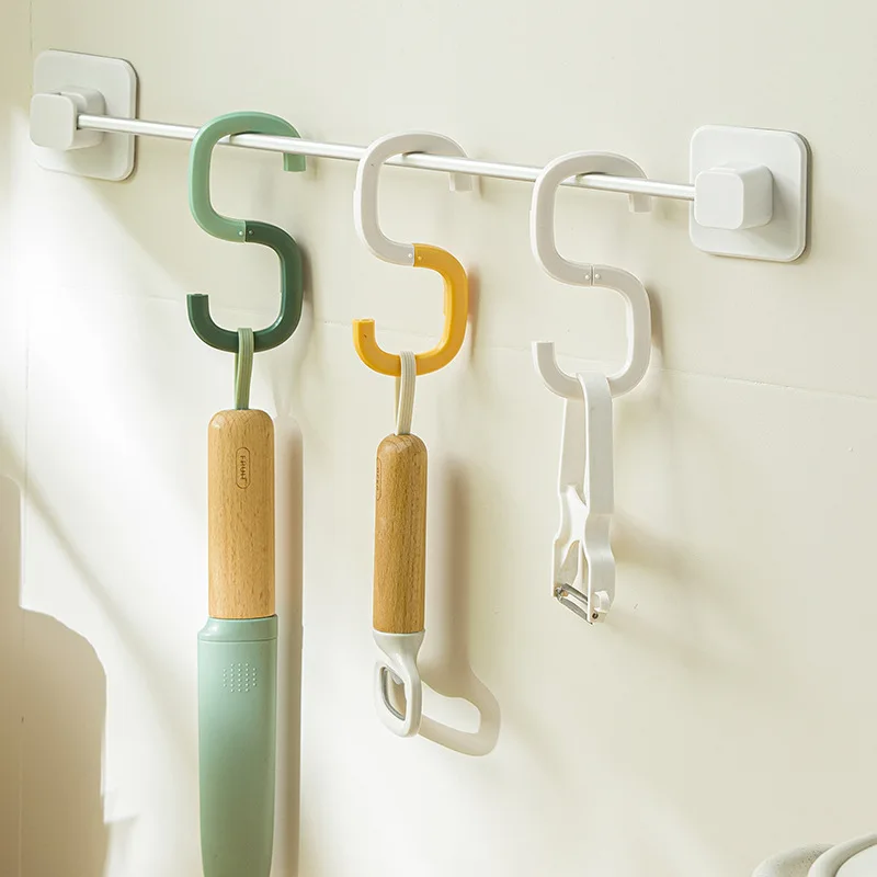 

4 Psc Portable Multi-purpose Kitchen Hooks Durable Home Organizer S and O Shape Plastic Clothing Rack Baby Stroller Hanger