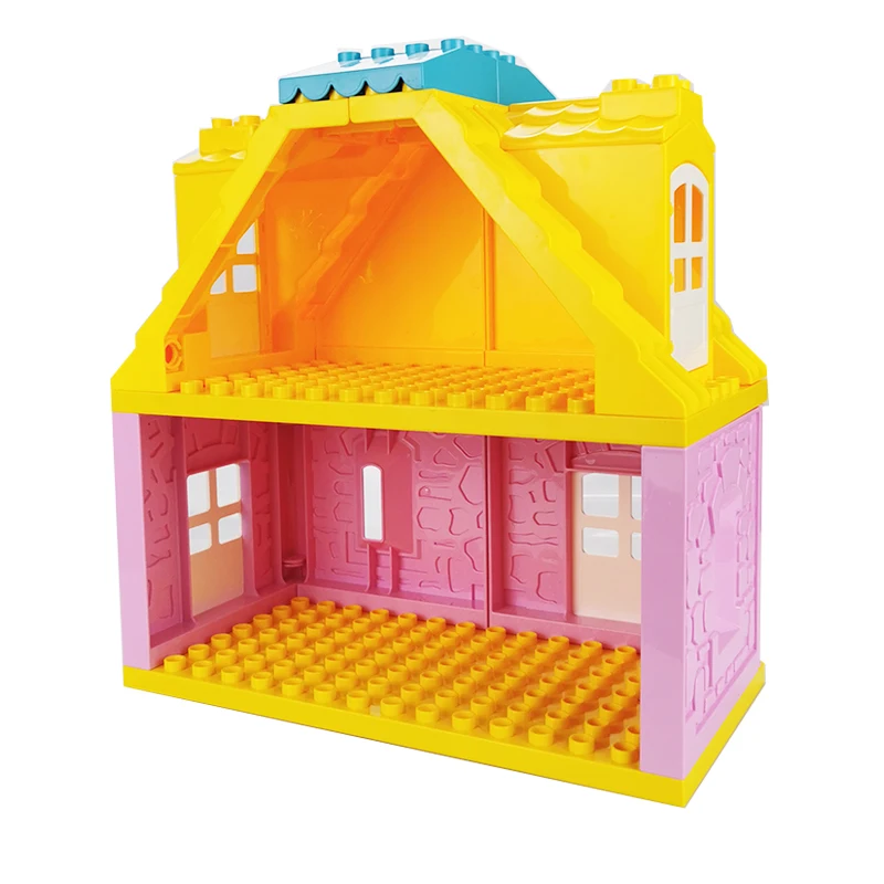Big Particles Building Blocks House Parts Accessory Window Wall Roof Construction Assemble Duplo Brick Educational Toys For Kids images - 6