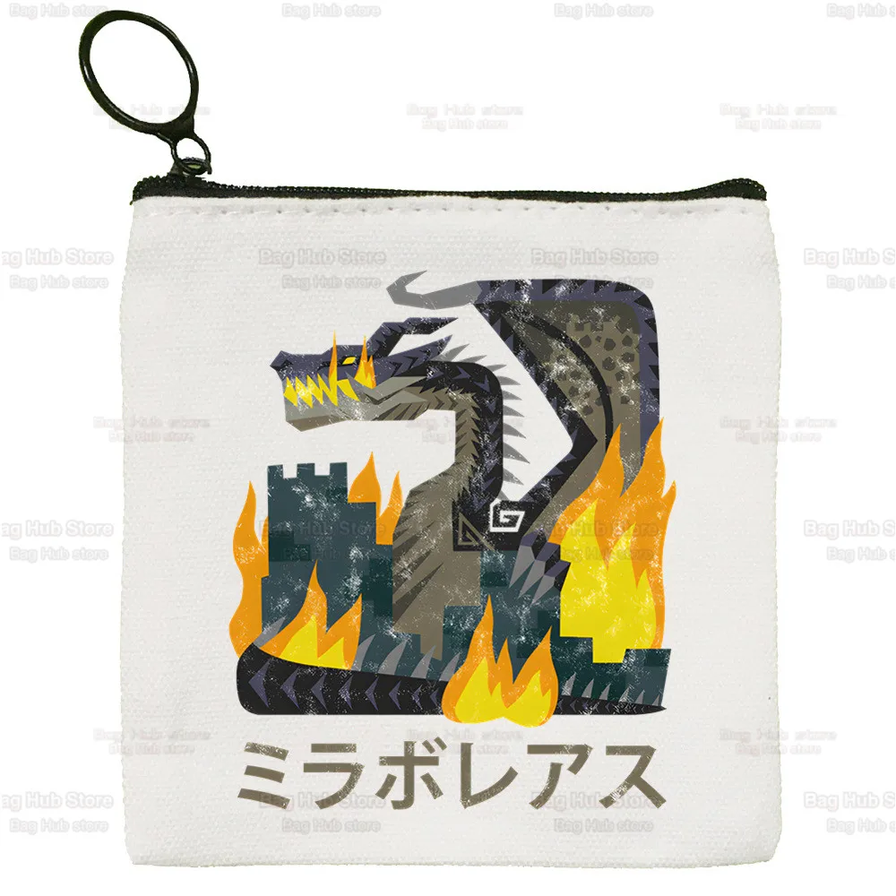 Monster Hunter Game Harajuku Coin Purse Vintage Mini Wallet Change Pouch Household Portable Keys Card Storage Card Bag Zipper