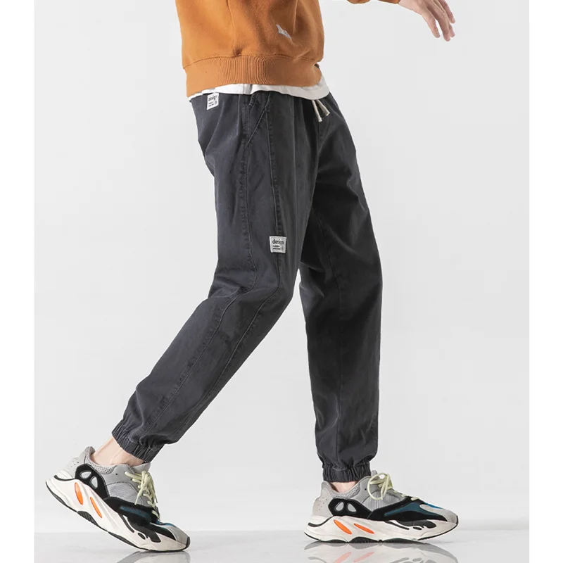 Men Clothing 2022 New Pattern Vintage Black Sports Pants Straight Cylinder Loose Lanyard Casual Pants Autumn and Winter Female