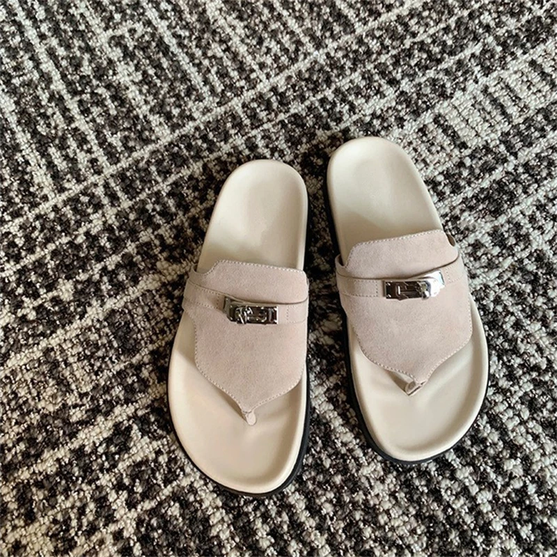 Fashion Women Genuine Leather Sandals Flip-flop Summer Shoes Woman Flats Heels Casual Sandals