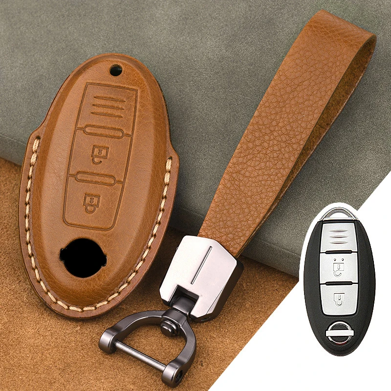 

Leather Car Key Case Cover Shell Protector for Nissan Versa Maxima Murano Altima Armada Qashqai X-Trail Auto Accessories