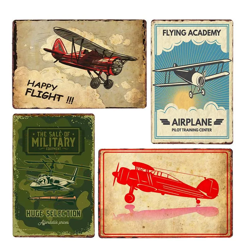 

American Classic Airplane Fighter Metal Signs Aircraft Plane Wall Vintage Art Painting Poster Pub Bar Room Home Decor 20X30cm