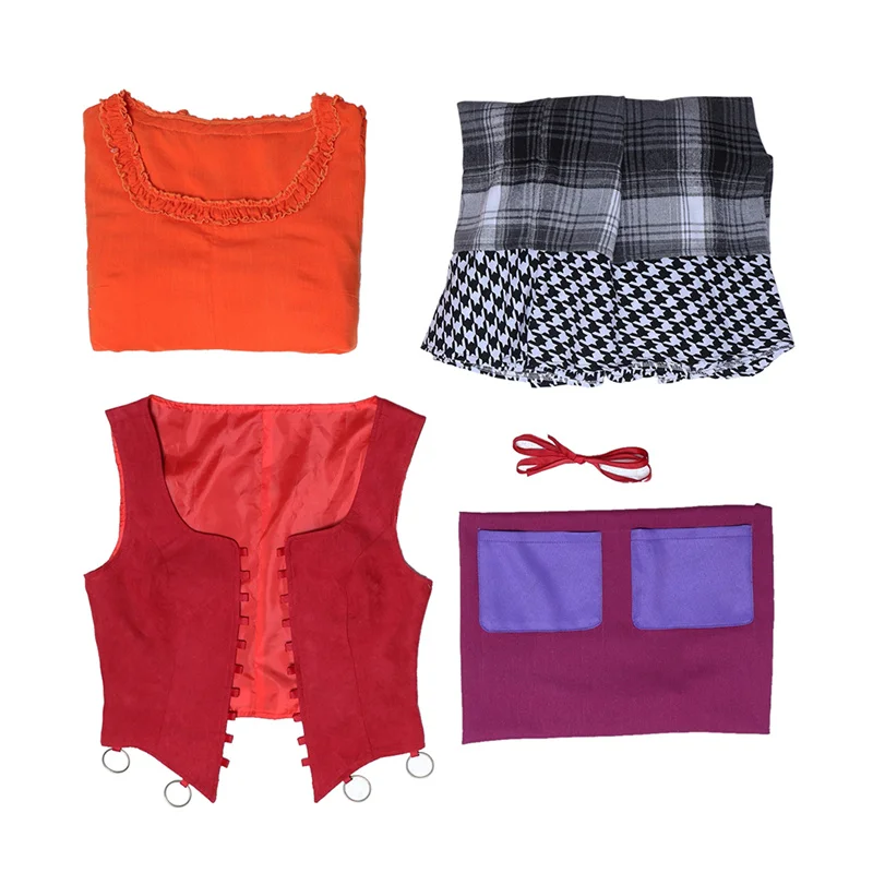 Mary Sanderson Cosplay Costume Red Plaid Dress Outfits For Adult Women Halloween Carnival Suit