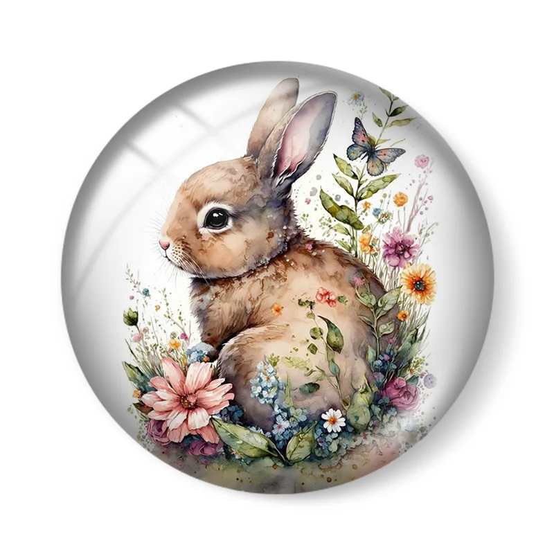 Watercolor flower action pattern DIY Tiger Ox deer horse 10pcs 2-30mm Round photo glassdemo flat back Making findings