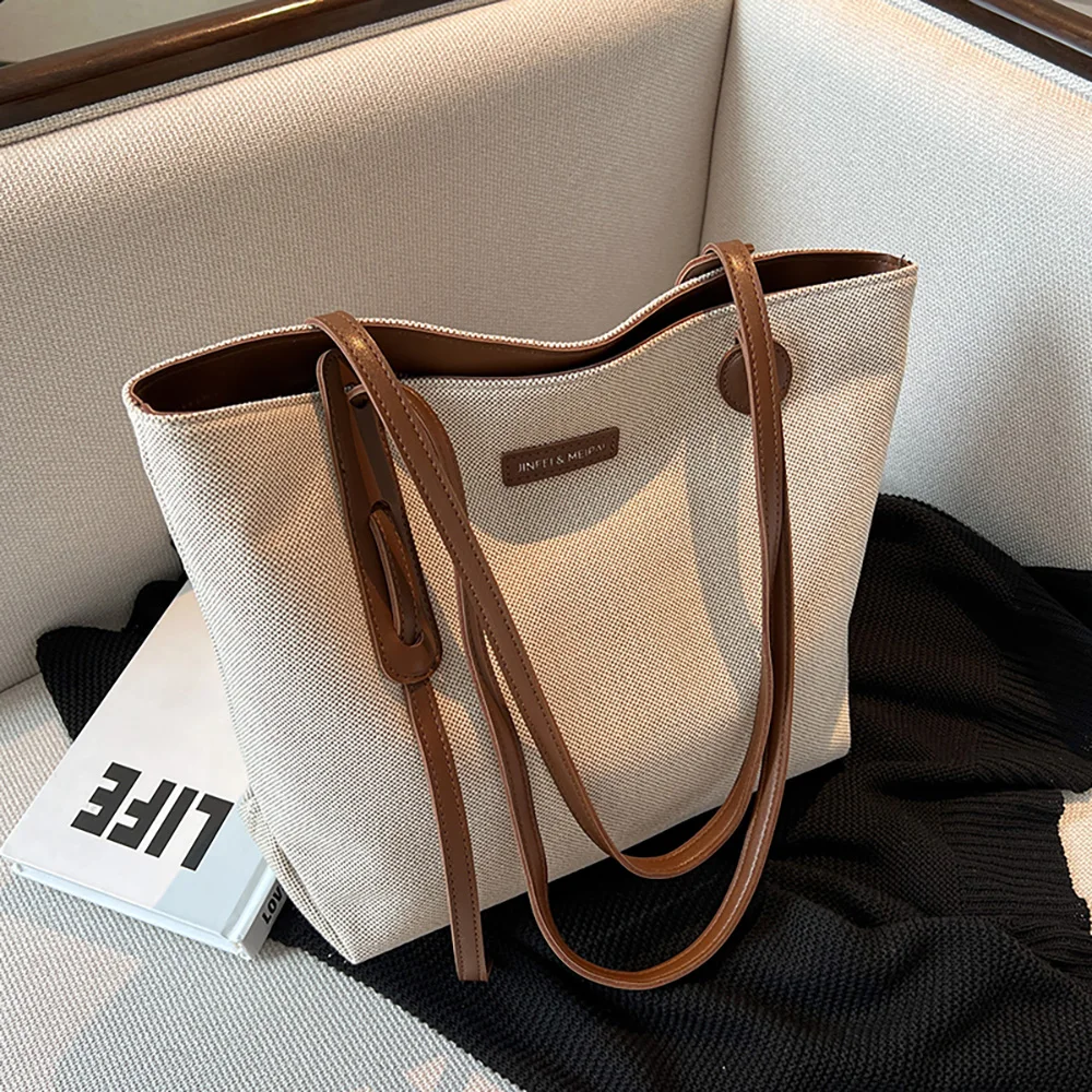 

Large Capacity Women Tote Bag Casual All-match Canvas Handbags for College Girls Student Simple Commuter Shoulder Bags