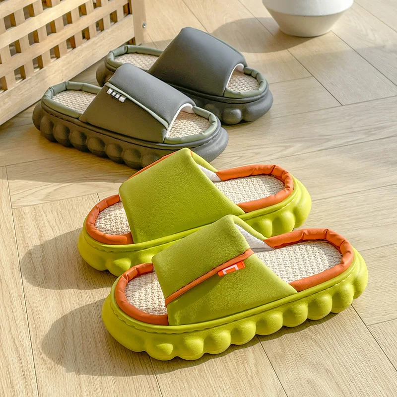 Linen sandals female summer thick bottom lovers outdoor street four seasons cotton hemp high-grade beach slippers