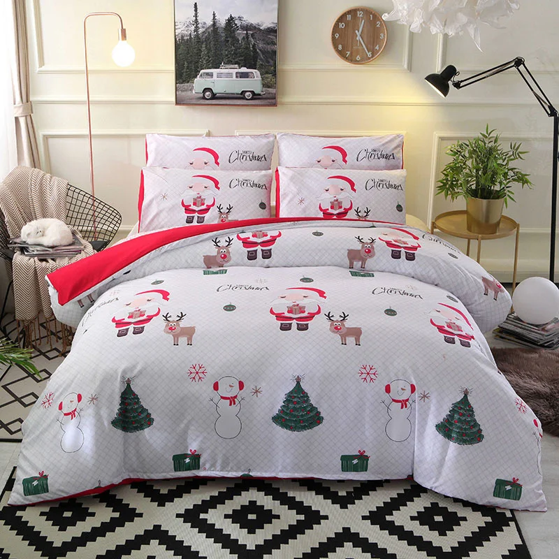 

Christmas Santa Claus Bedding Set Snowman Duvet Cover Sets Queen King Size Bedclothes Pillowcase Cover Sets Kids Gifts