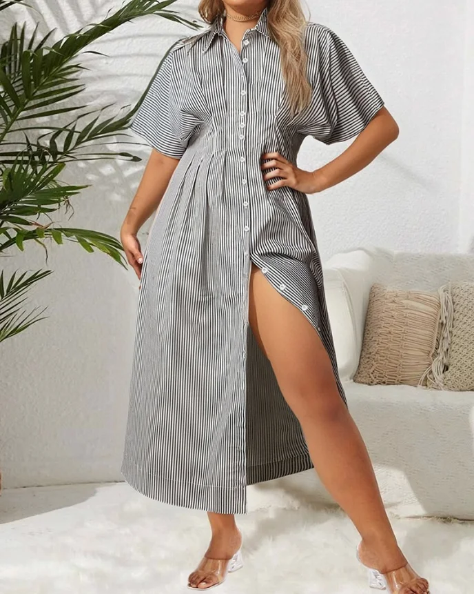 Женские повседневные платья-рубашки в полоску с принтом женская одежда летняя