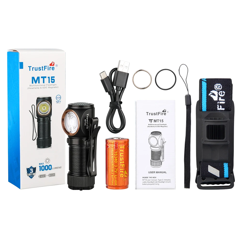 

TrustFire MT15 налобный фонарь 1000lm USB C rechargeable