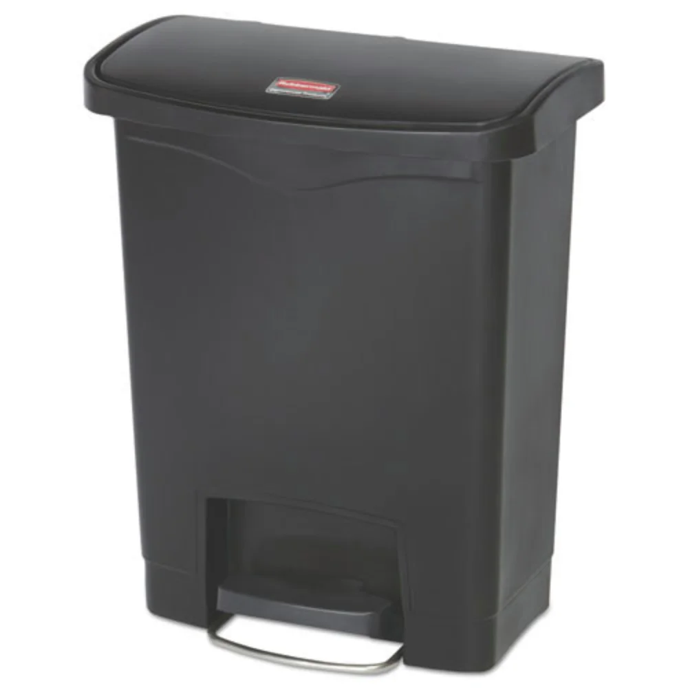 

BOUSSAC 1883609 Slim Jim 8-Gallon Front Step Style Yard Waste Bin Resin Step-On Container - Black