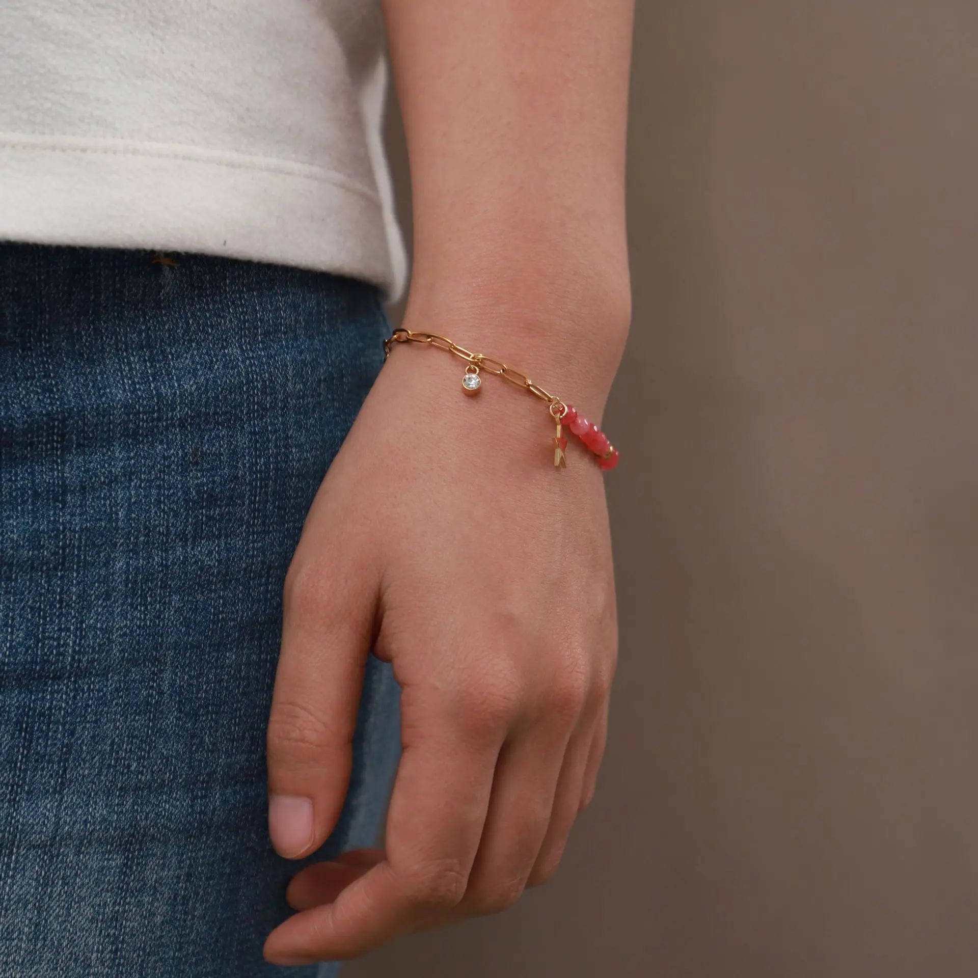 

Stainless Steel PVD 18K Gold Plated Tarnish Waterproof Red Beads Star Charm Bracelet For Woman Jewelry Wholesale Trendy