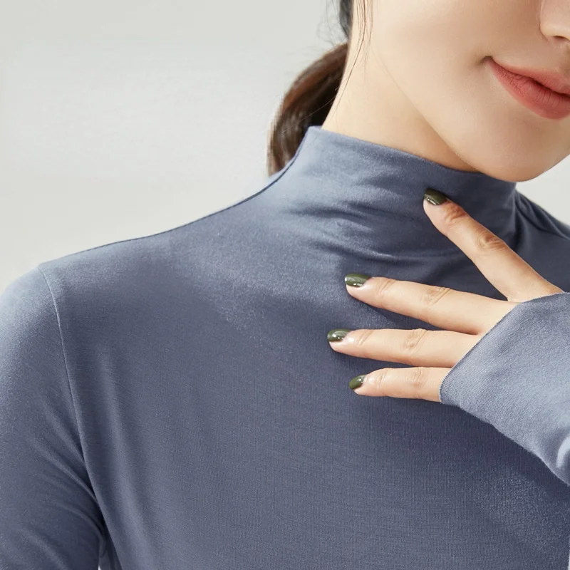 

Women T-shirts Casual Modal 2022 Spring Autumn Warm Tops Slim Stretch Soft Bottoming Shirt Korean Inner Wear Soft Womens Tshirts