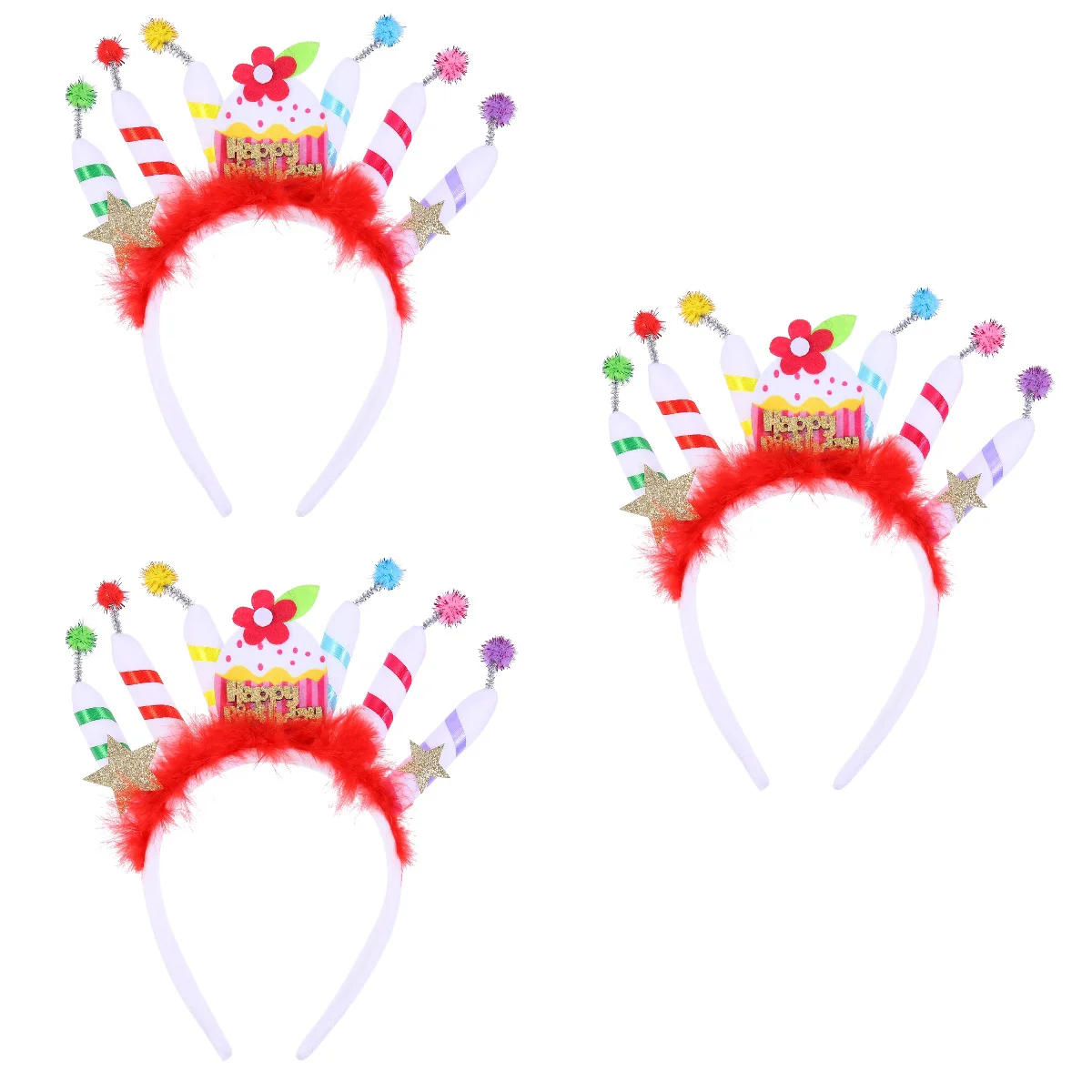 

3 PCS Birthday Headband Hairband Headdress Party Masquerade Decorations Cute Accessory Fabric Cloth Woman