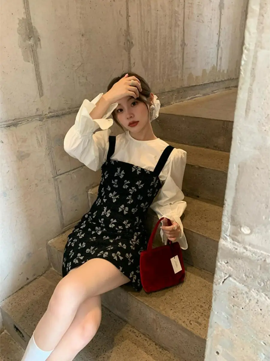 Newopen 2023 осенний новый французский хлопковый пуловер с круглым вырезом и