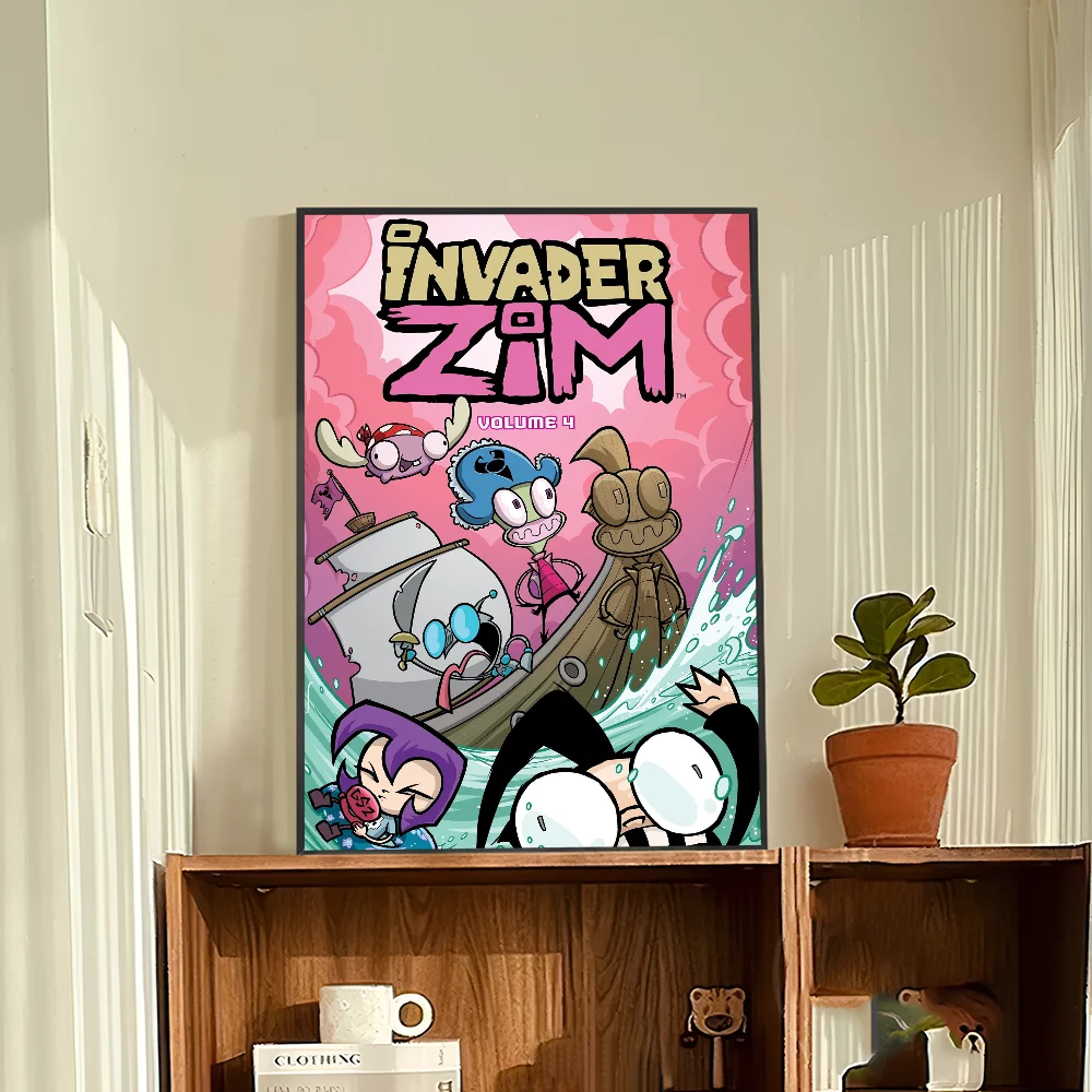 I-Invader Z-Zim Cartoon Anime Posters Sticky Whitepaper Prints Artwork Kawaii Room Decor