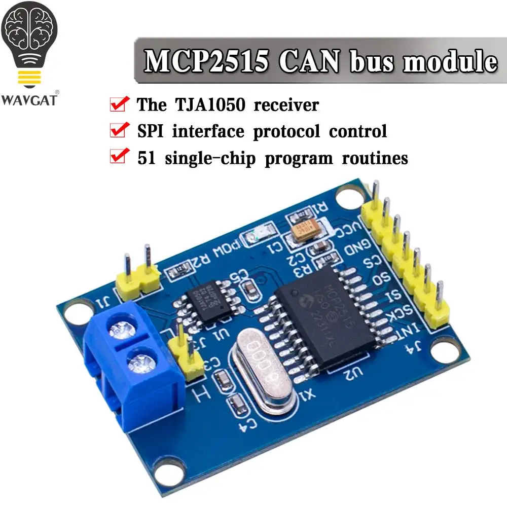 Плата модуля шины CAN WAVGAT MCP2515 TJA1050, приемник SPI для 51 микроконтроллера, новинка контроллер рычага