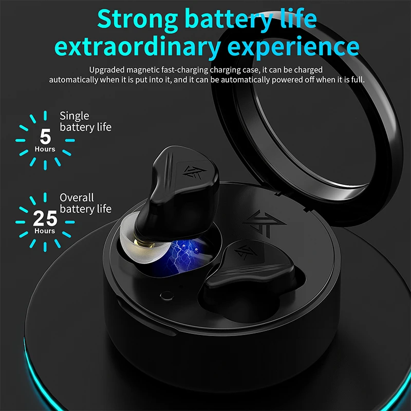 KZ VXS TWS Bluetooth-Compatible 5.2 Earphone Wireless Headphone Sport Earbuds Game Headset HiFi Stereo Bass In Ear HD Microphone