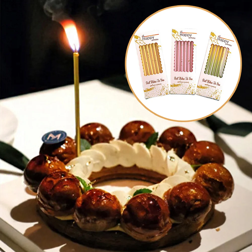 6 шт./компл. разноцветный длинный карандаш свечи для кексов орнамент безопасное