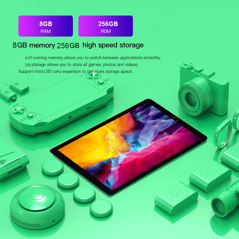 Фото Планшет Pad Pro, 10 дюймов, 8 ГБ ОЗУ, 256 Гб ПЗУ, планшет на Android 10,0, планшеты с двумя вызовами, GPS, 10 ядер, планшетный ПК Google Play Type-C №5