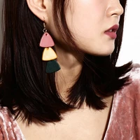 candy colored leather multi element pearl earrings female