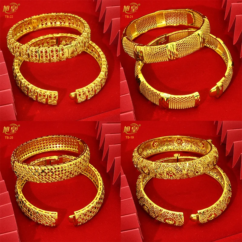 

African Jewelry Gold Colour Bangles Women Charm Copper Bangle Bracelets Arabic Dubai Bride Wedding Anniversary Accessories Gifts