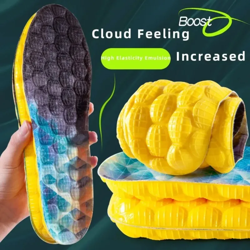 Фото 1 пара спортивных стельок 4D Cloud Technology с высокой эластичностью и дезодорирующим эффектом, дышащие вставки из полиуретана для мужской обуви для бега №1