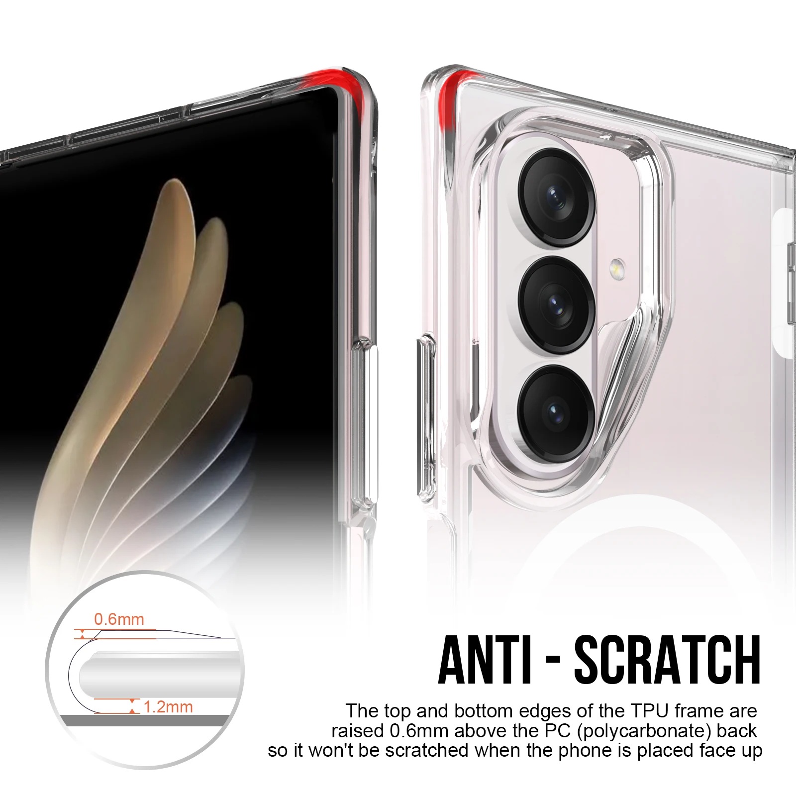 Фото Магнитный прозрачный чехол-держатель ‌   для Samsung Z Fold8 Ультра-противоударный чехол с поддержкой Magsafe, защита шарнира от пожелтения, тонкий чехол №4