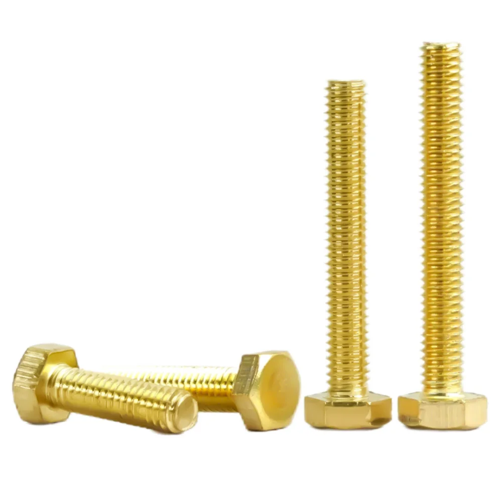 Болт шестигранный латунный с плоской головкой для мебели и бытовой техники
